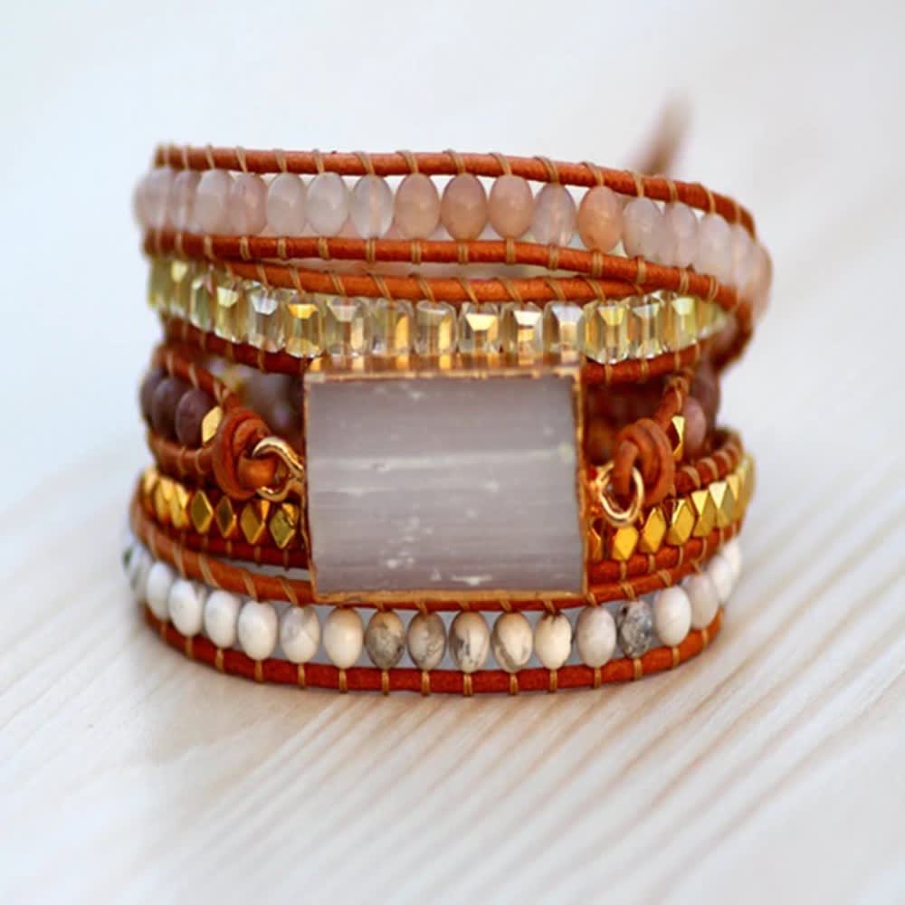 Natural Stone Bohe Mian Creative Bracelet Multi-layer Winding Bead Bracelet Couple Bracelet for Women Girl Jewelry Gift